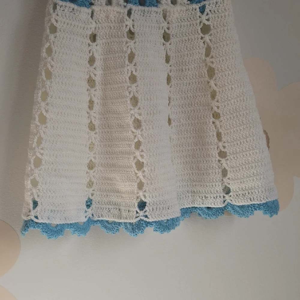 Crochet Blue and White Floral Dress - Picture 6 of 6